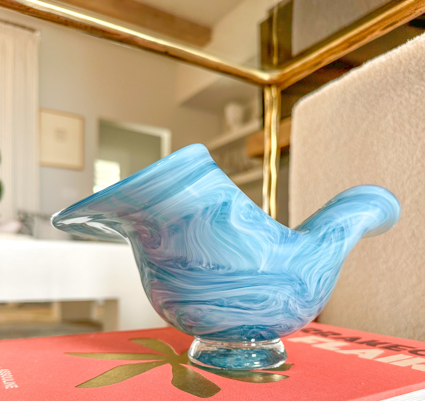 Blue Handblown Heart Bowl