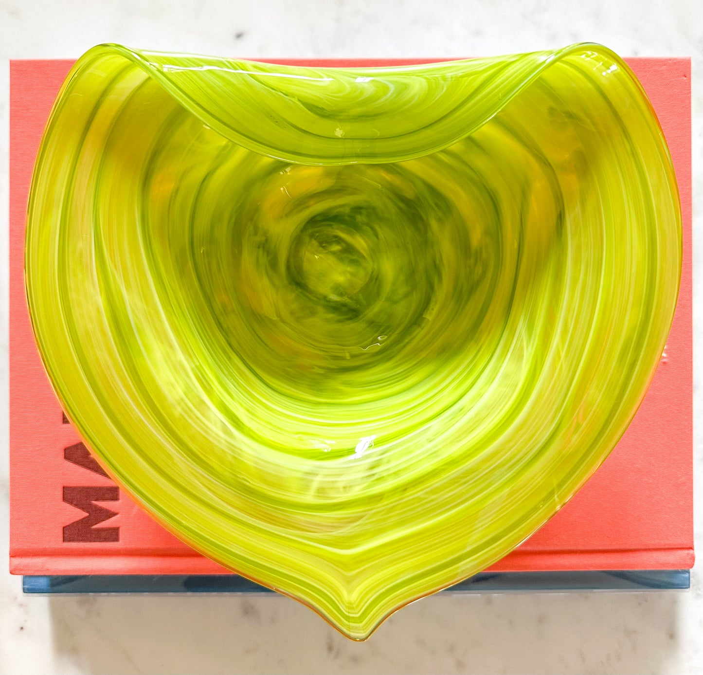 Chartreuse Handblown Heart Bowl