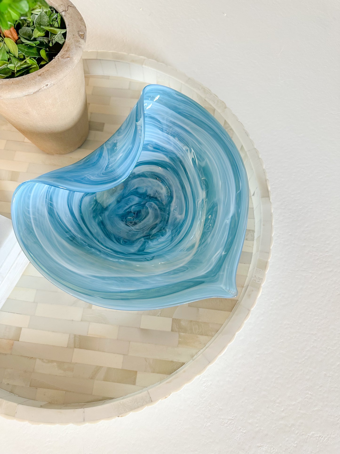 Blue Handblown Heart Bowl