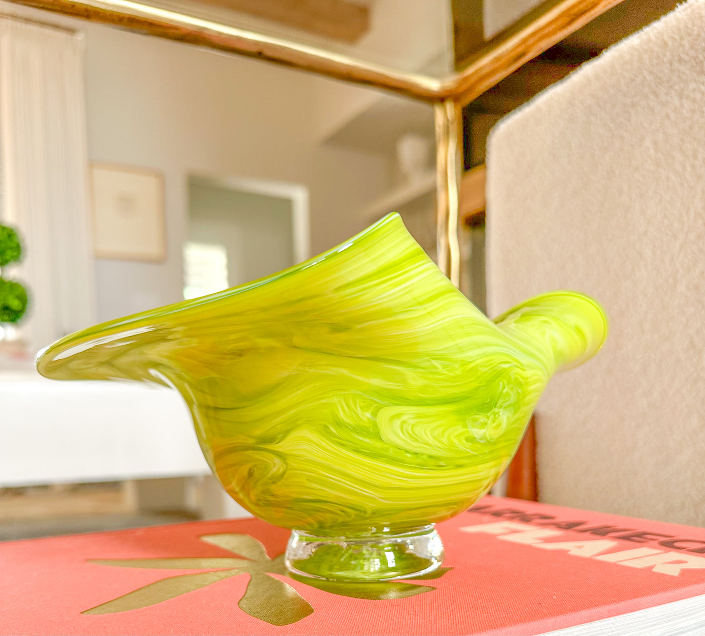 Chartreuse Handblown Heart Bowl