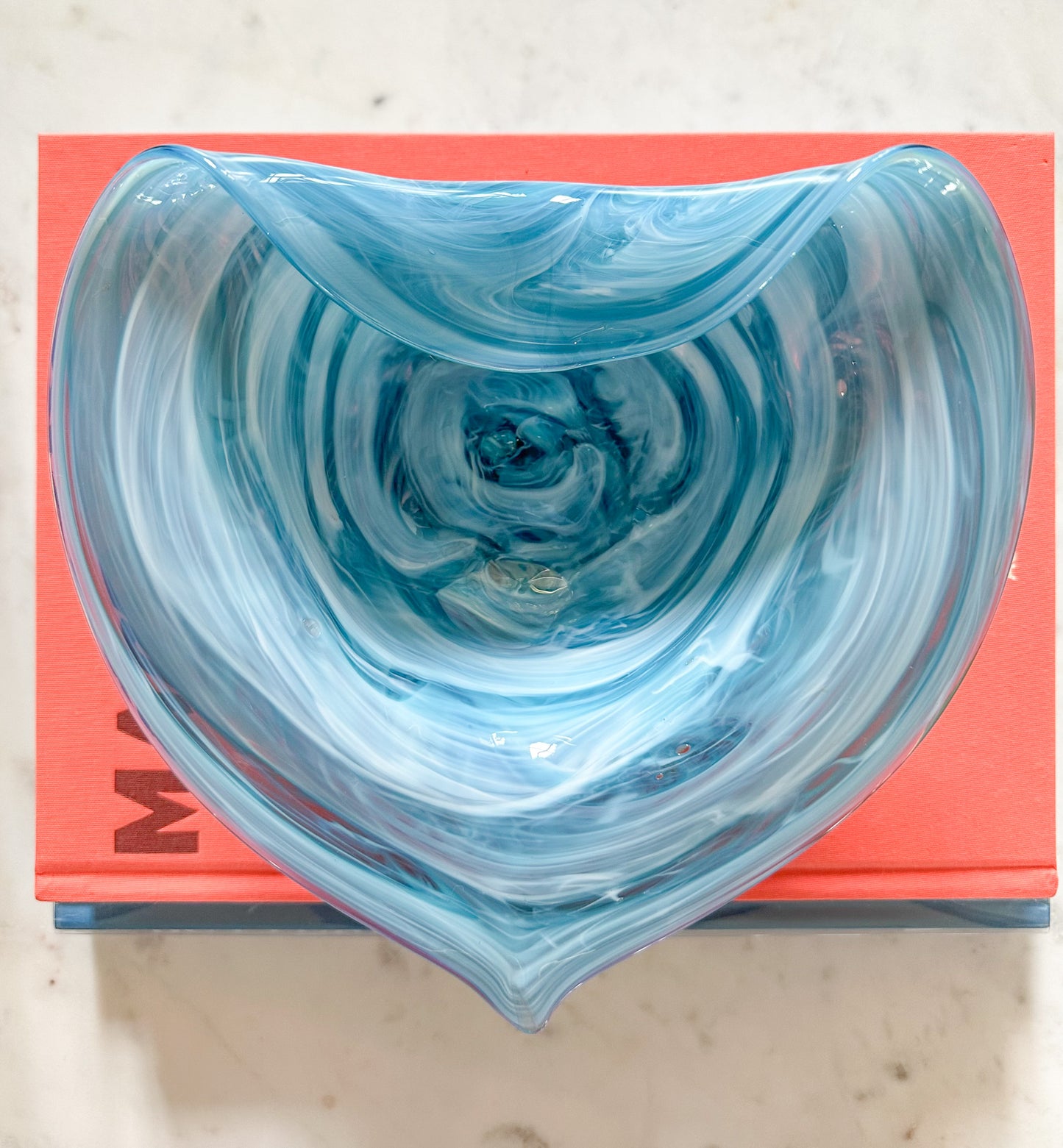 Blue Handblown Heart Bowl