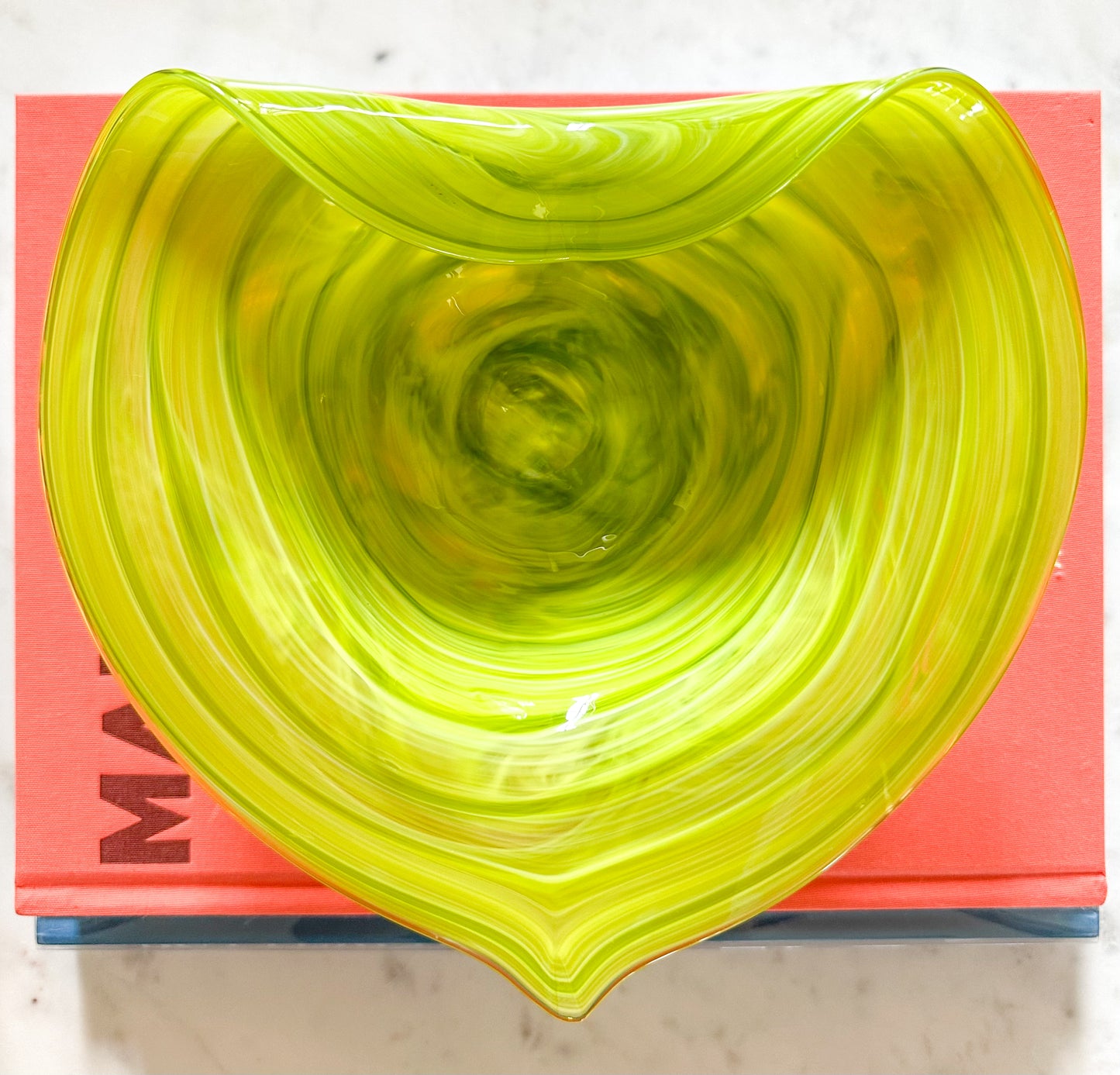 Chartreuse Handblown Heart Bowl