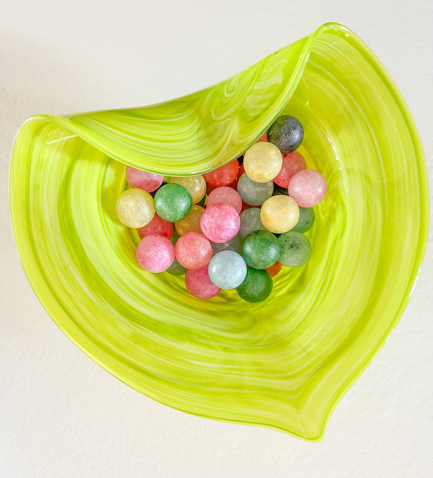 Chartreuse Handblown Heart Bowl